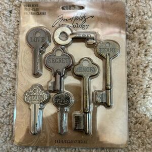 COPY - Tim Holtz Idea-Ology Metal Word Keys& Keyholes 7/PKG New in Package